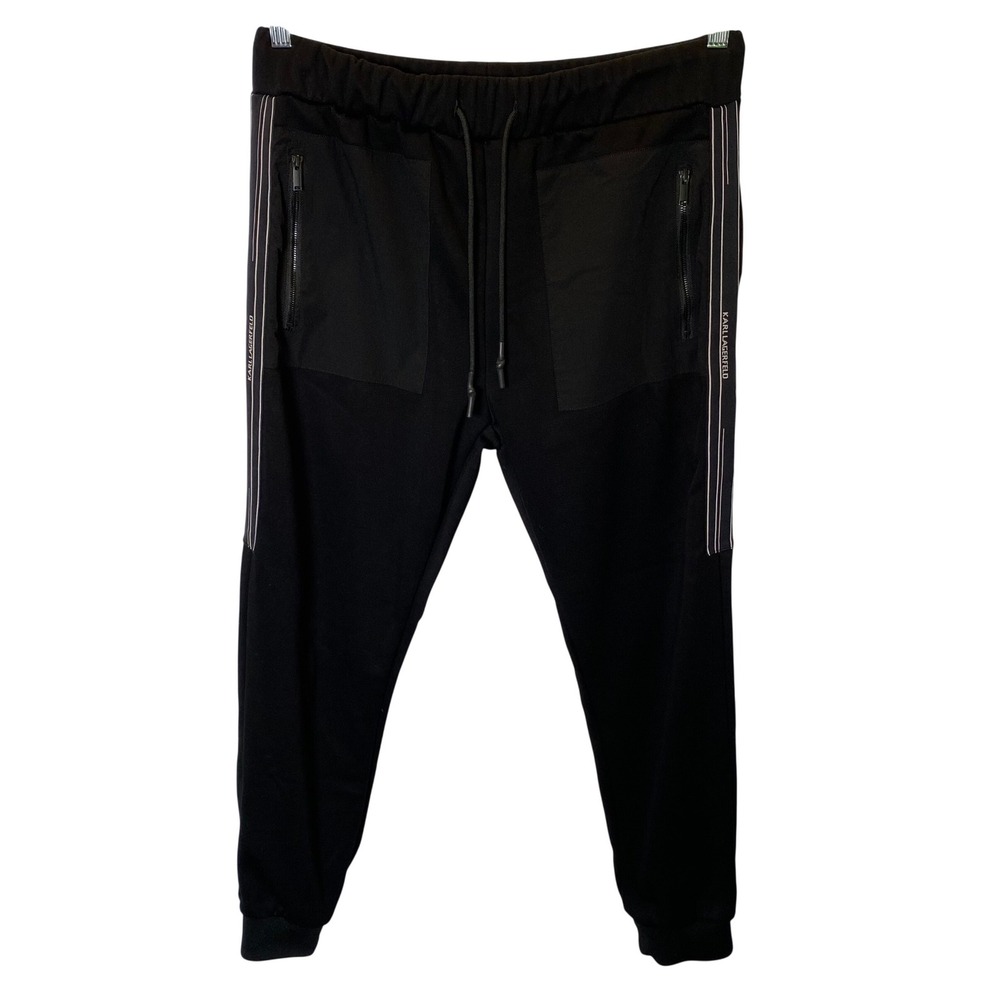 Karl Lagerfeld Paris Joggers Men Med Black Side Stripe Athleisure Sporty Travel